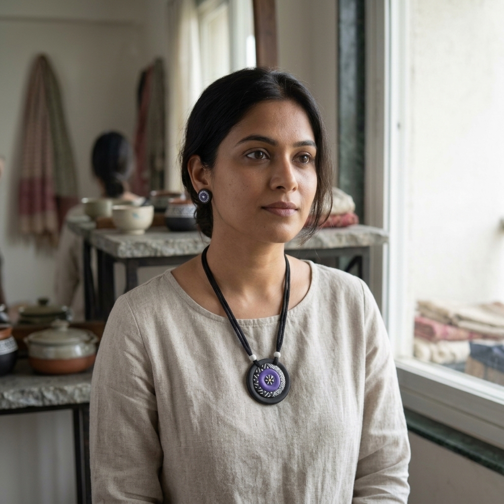 Seraphaire purple terracotta necklace_4
