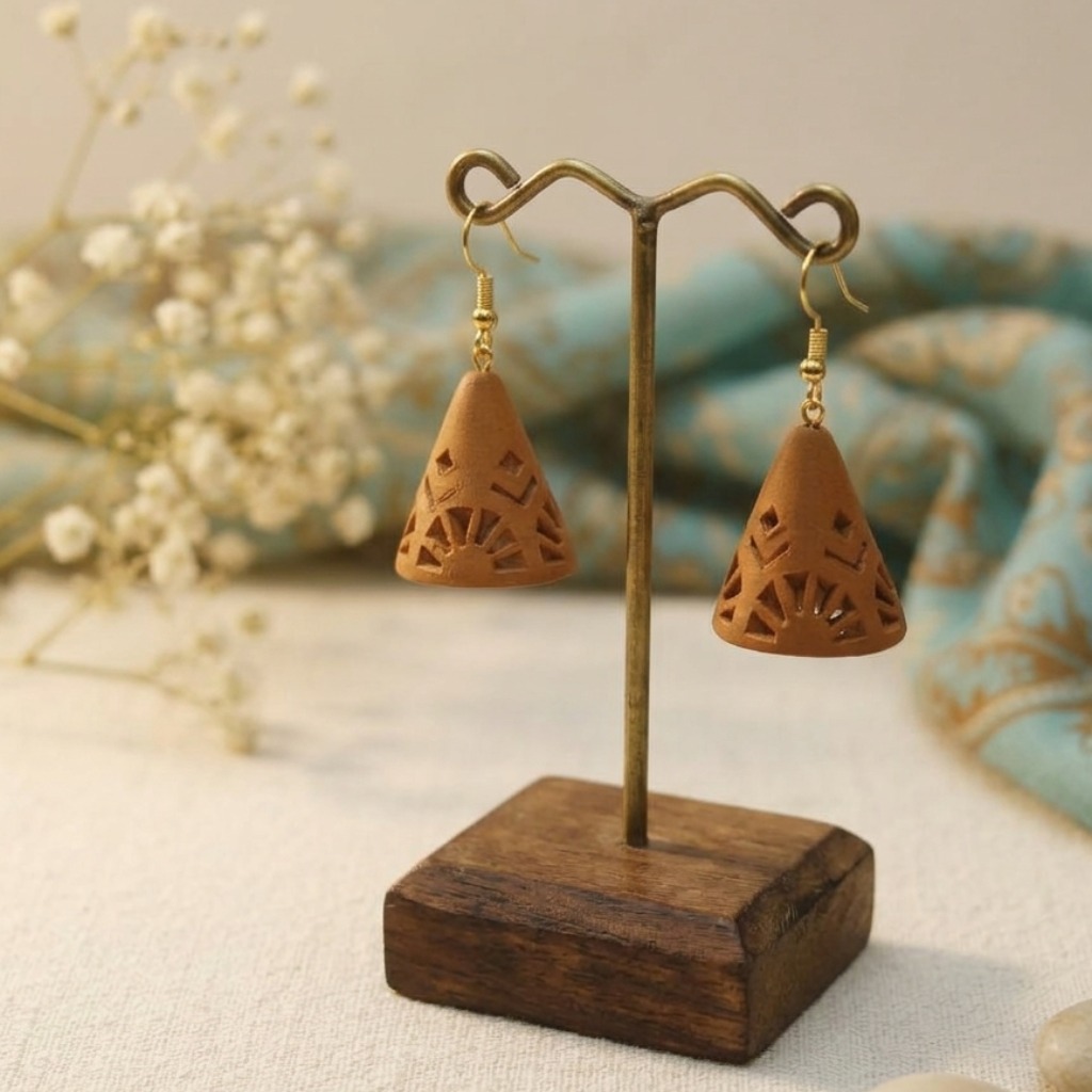 Seraphaire_Terracotta Jewellery_Brown Choker_earrings